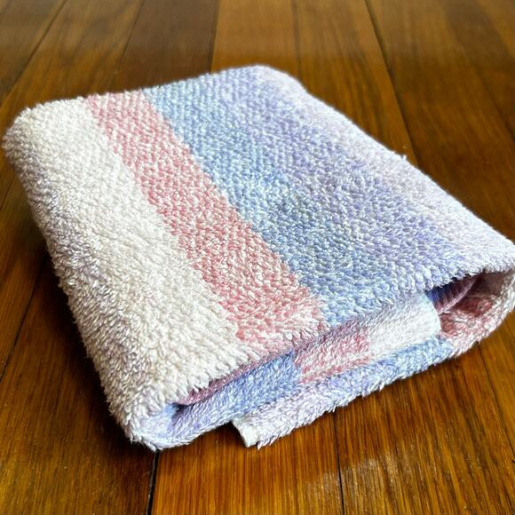 Vintage Fieldcrest Hand Towel - Pastel Striped Cotton Blend, Made in USA - Picture 5 of 10